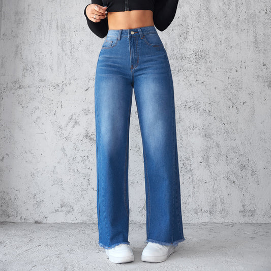 Straight Wide-leg Jeans Casual High-waist