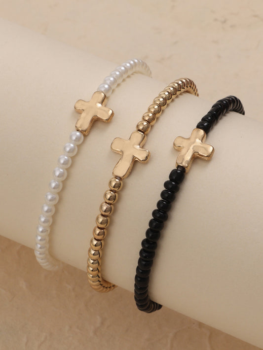 Cross Border Hot Selling Cross Bracelet, Fashionable And Trendy Handmade Bead Bracelet, Simple And Versatile Accessory