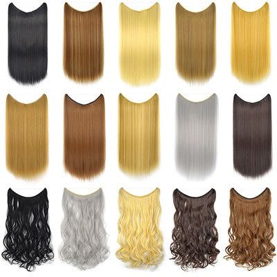 nvisible Wire No Clips in Hair Extensions Secret Fish Line Hairpieces Silky Straight Synthetic