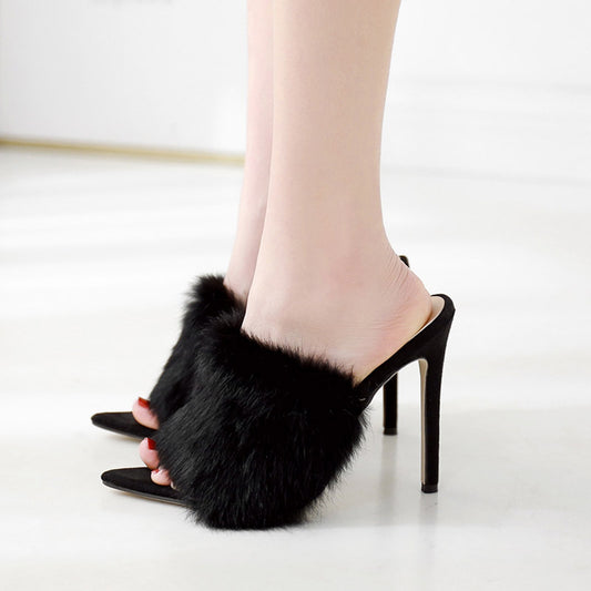 fur high heels