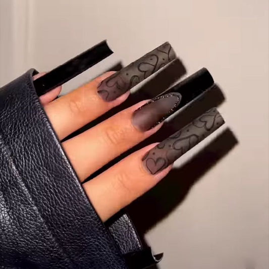 Cross-border Black Matte Dark Press On Nails