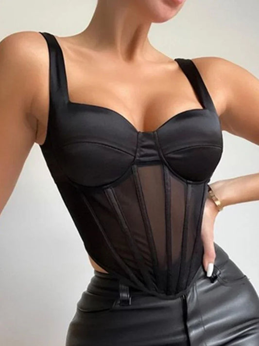 Mesh Corset Crop Top