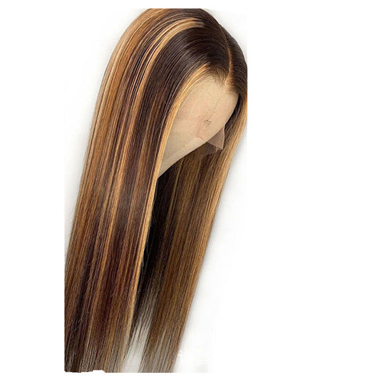 Piano Color Real Hair T-shaped Wig