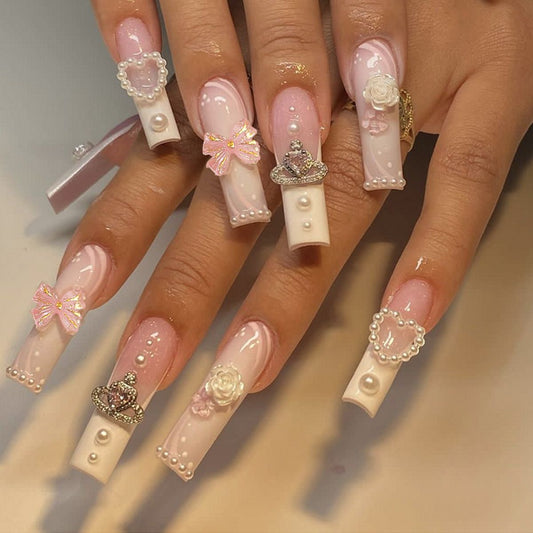 Rectangular Multi-diamond Press On Nails