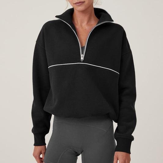 Contrast Color Half Zipper Sports Sweater